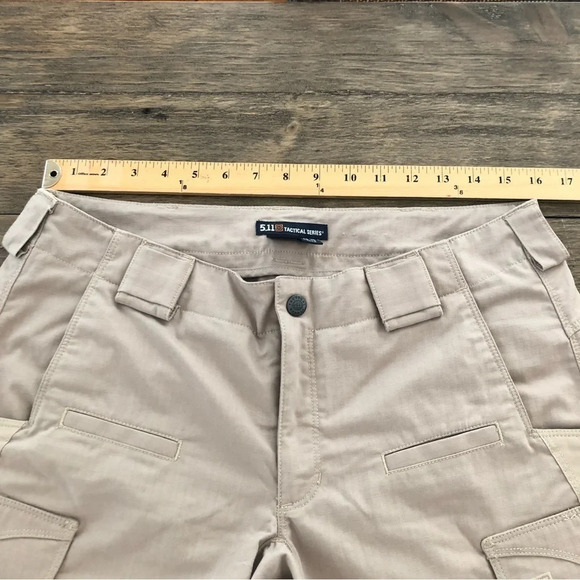 5.11 Tactical Series Womens US 10 Long Cargo Pants Beige Work Ripstop EMT Police - Picture 4 of 7